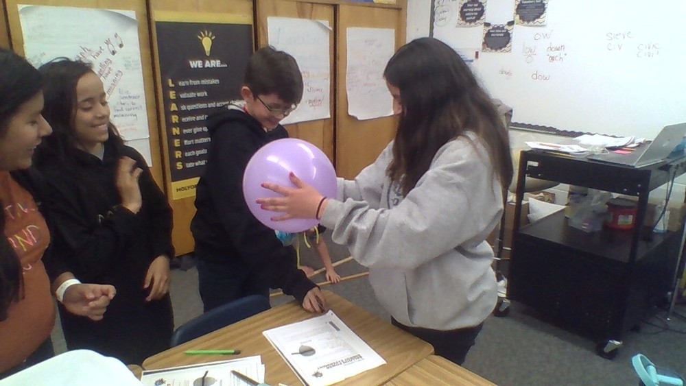 students working on a science project