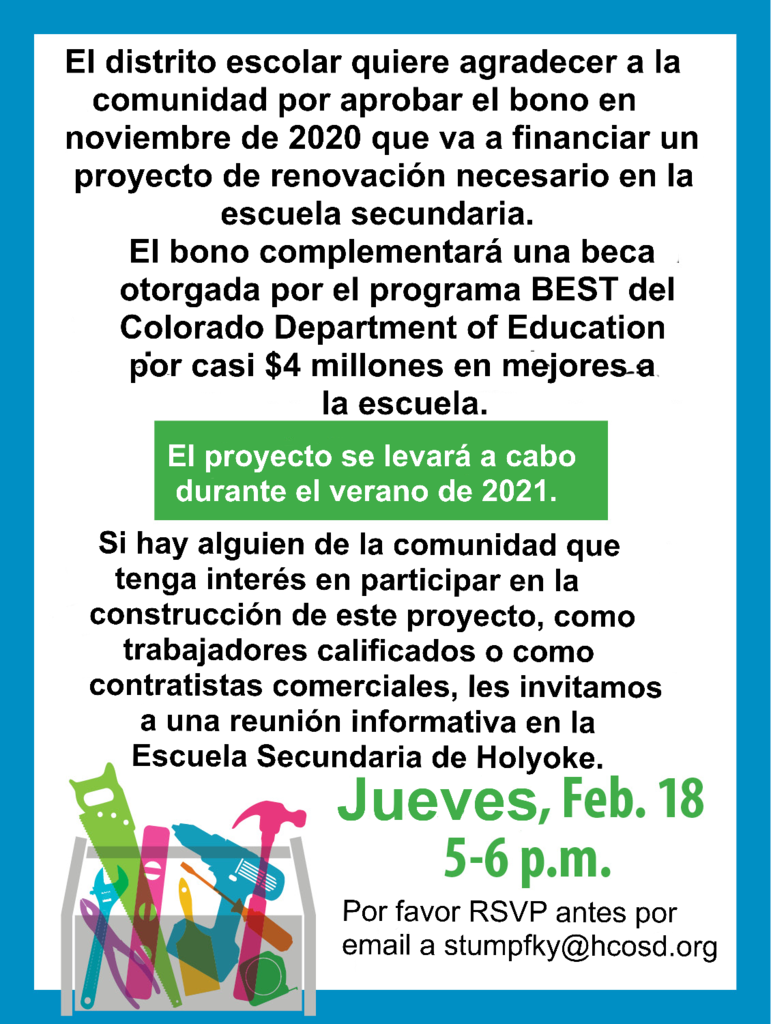 School BEST construction Flyer Spanish
