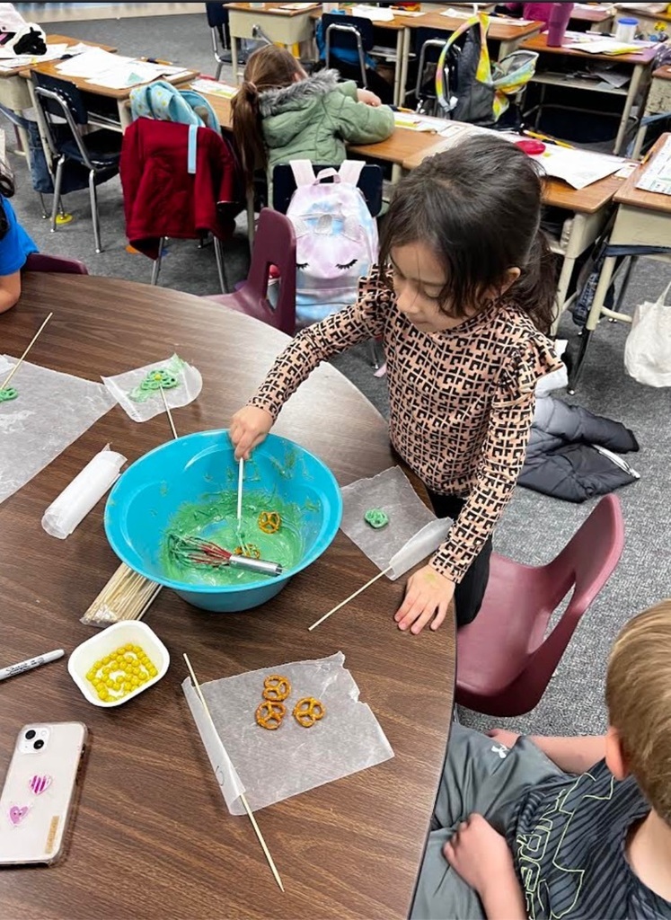 Mrs. Bahler’s class ensured they will be ready for St. Patrick’s Day by making their own edible lucky clovers!